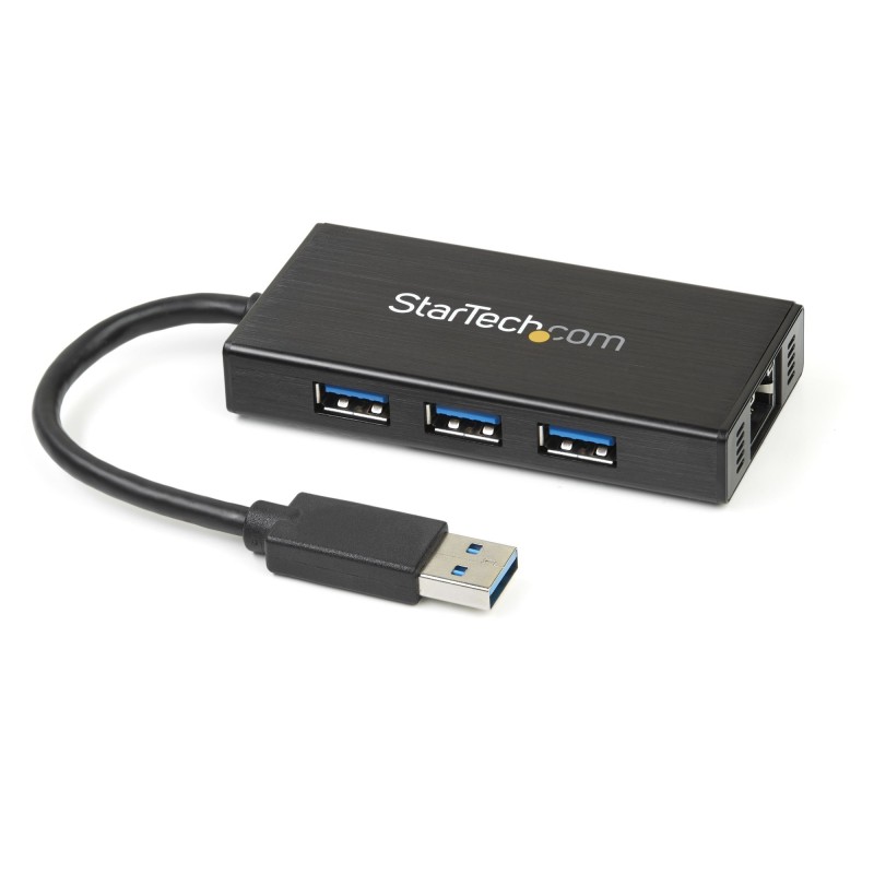 3 Port USB 3.0 Hub mit Gigabit Ethernet Adapter aus Aluminum